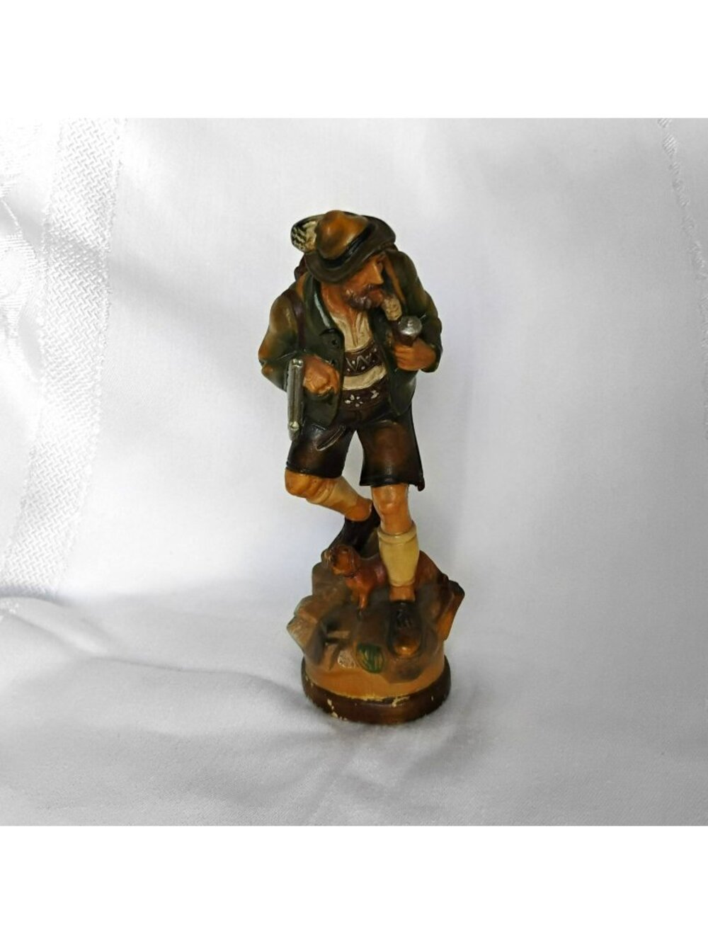 Vintage Anton Fischer Carved Wood Figurine Bavarian Hunter with Dog Hand Painted